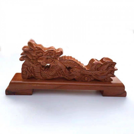 Single dragon play beads on both sides of the peachwood frame hollow carving Xianglong base wooden frame/单龙戏珠/ G2